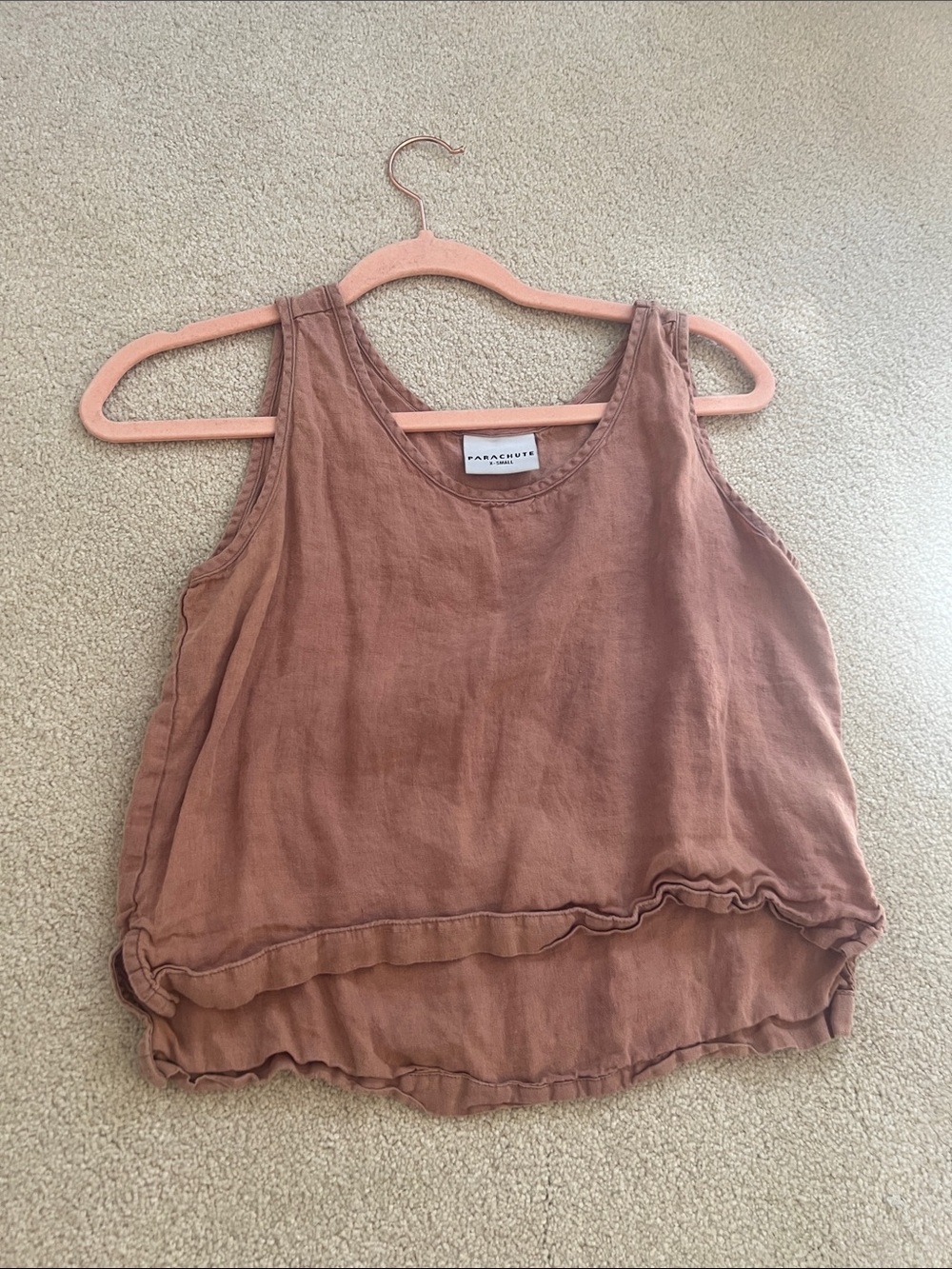 Parachute Dusty Pink Linen Blend Crop Tank Top